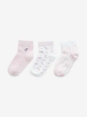 HOP Kids Light Pink Printed Socks - Pack of 3