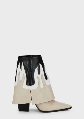 Jackson Flame Fold Over Pointed Toe Ankle Boots