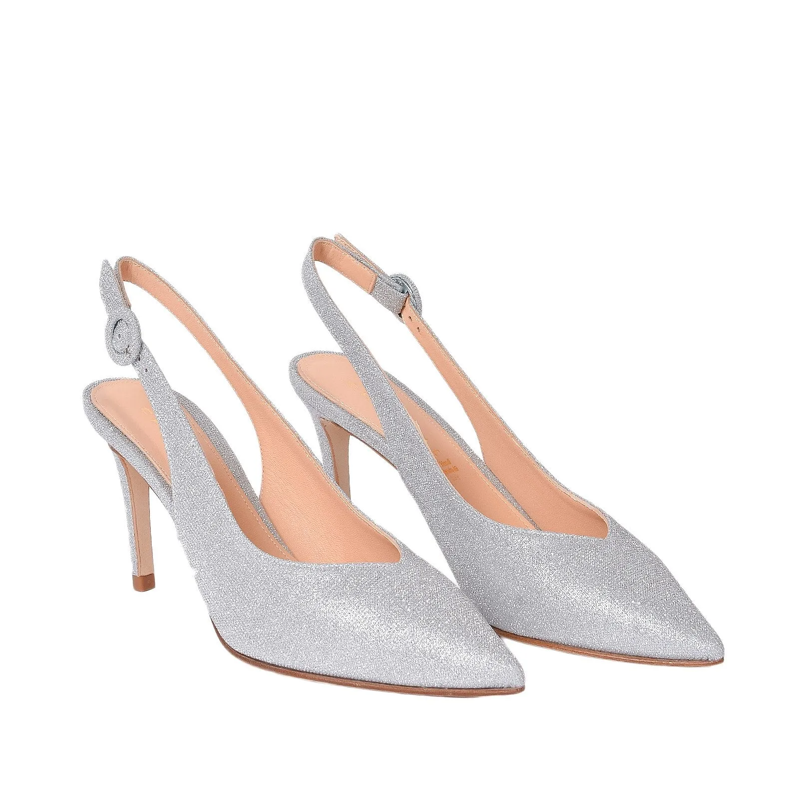 Jolanda Sling Back Pumps In Silver Glitter