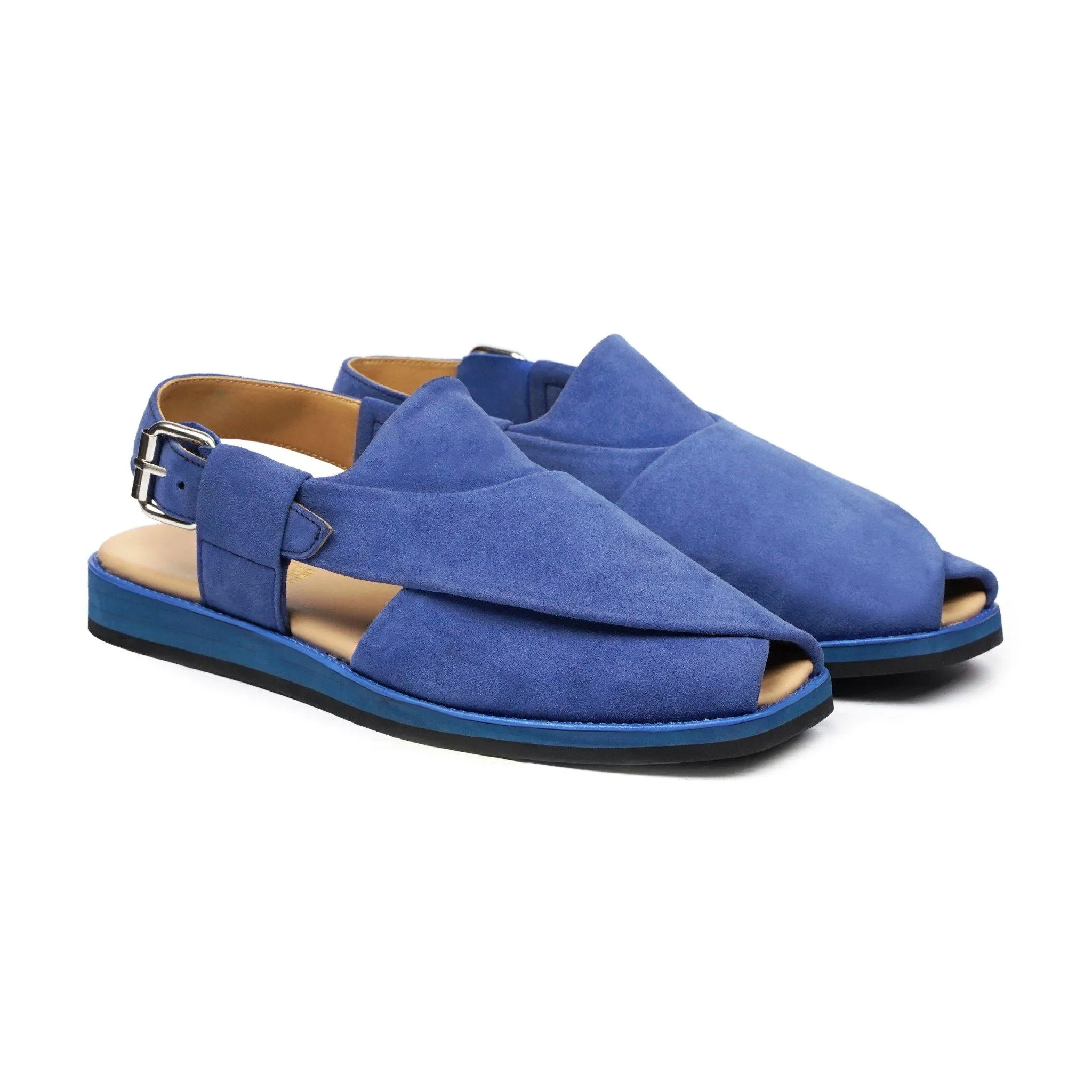 Kamiko - Men's Light Blue Kid Suede Sandal