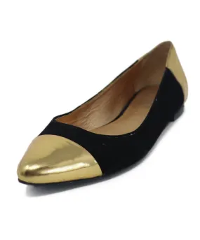 Kate Spade Black Suede & Gold Flats sz 8