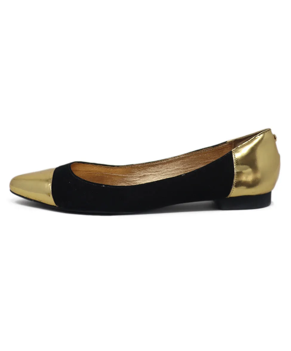 Kate Spade Black Suede & Gold Flats sz 8