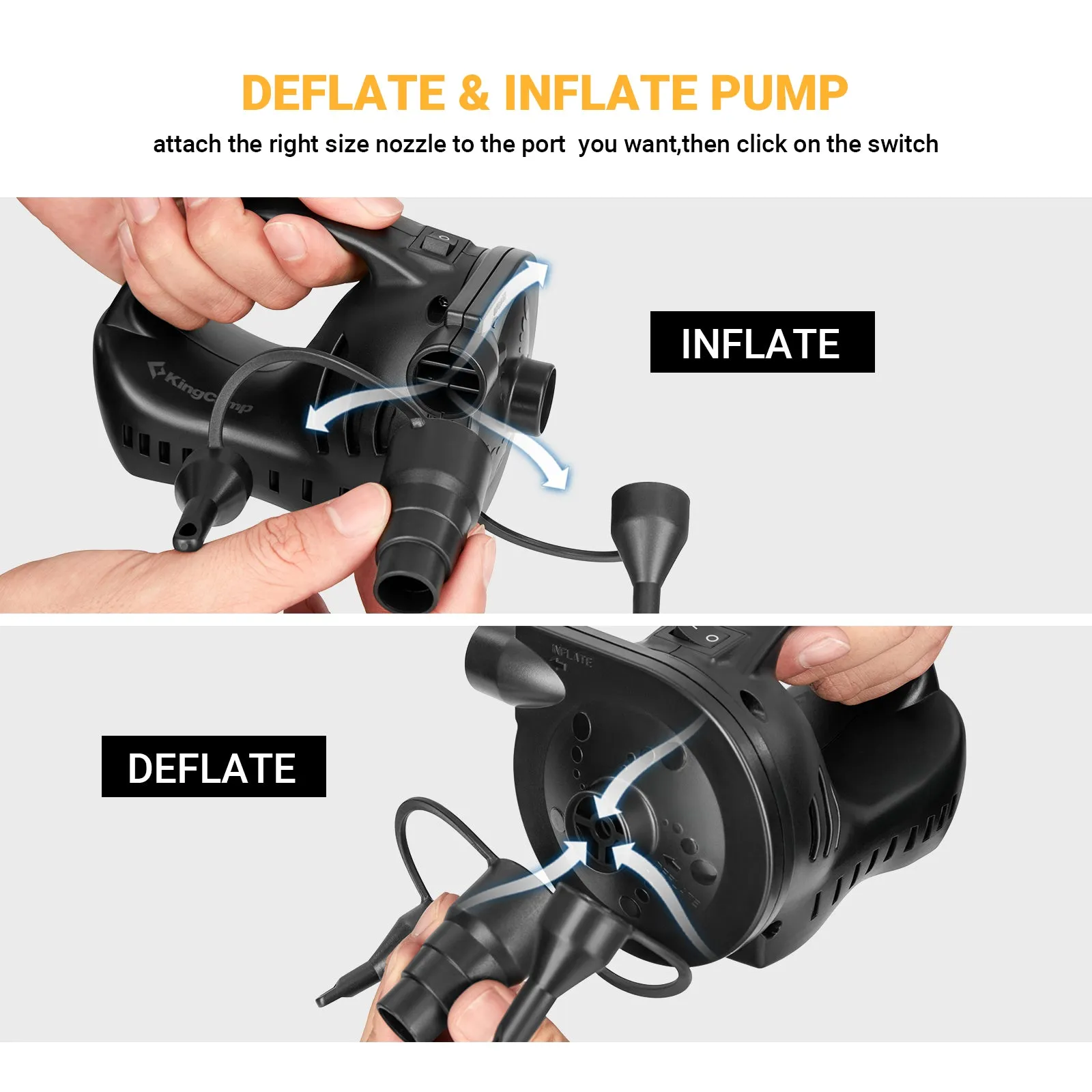 KingCamp Electric Inflator Deflator Air Mattress Pump