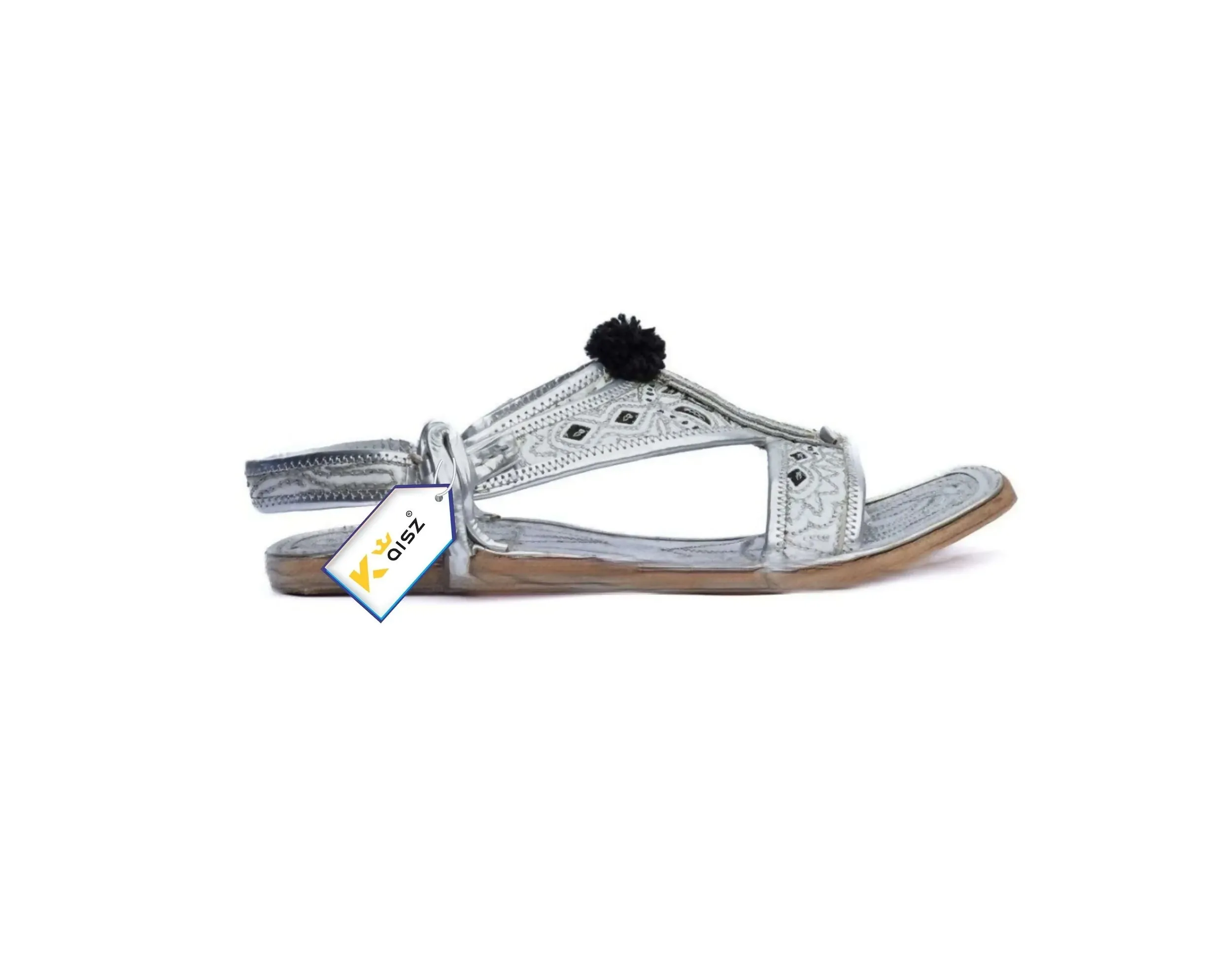 Kohati Chappal Tilla Zari Cut Work Sandal Silver