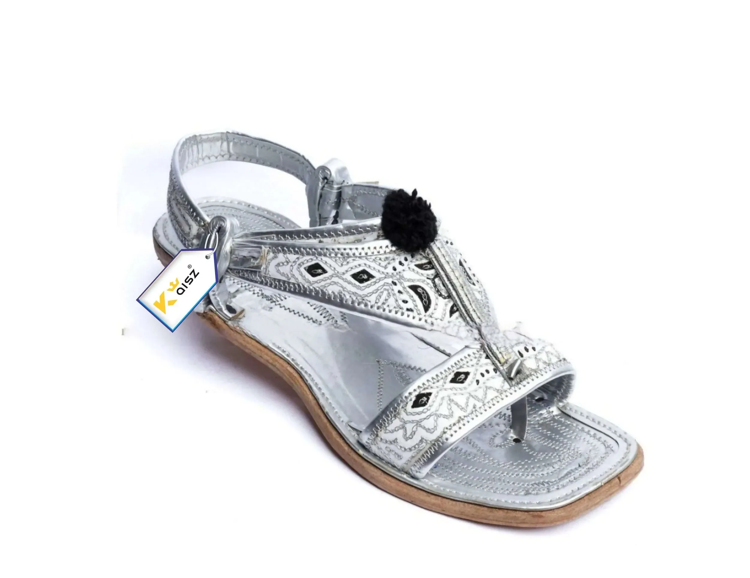 Kohati Chappal Tilla Zari Cut Work Sandal Silver