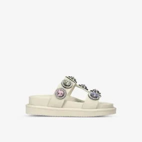 Kurt Geiger London Crystal Faux Leather Orson Sandals in bone/comb