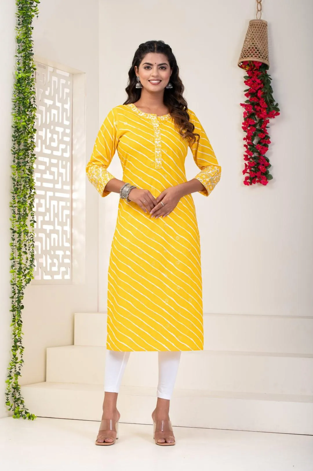 Lahriya Yellow Kurtis