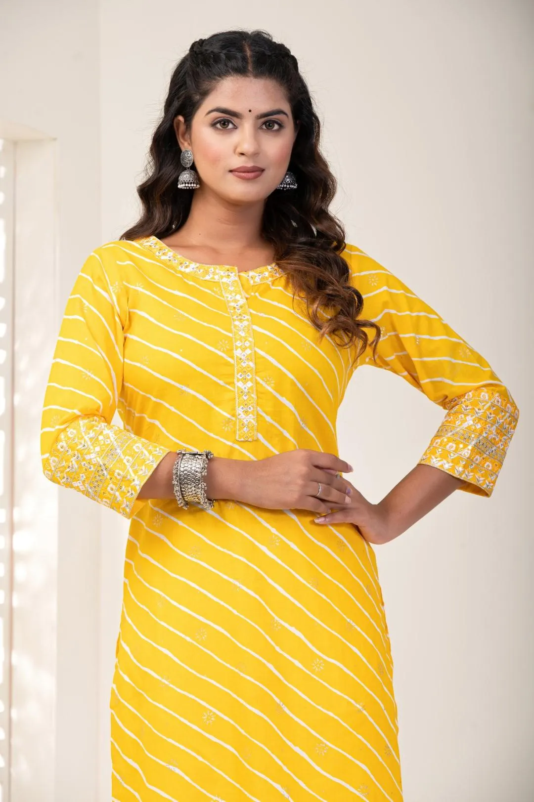 Lahriya Yellow Kurtis