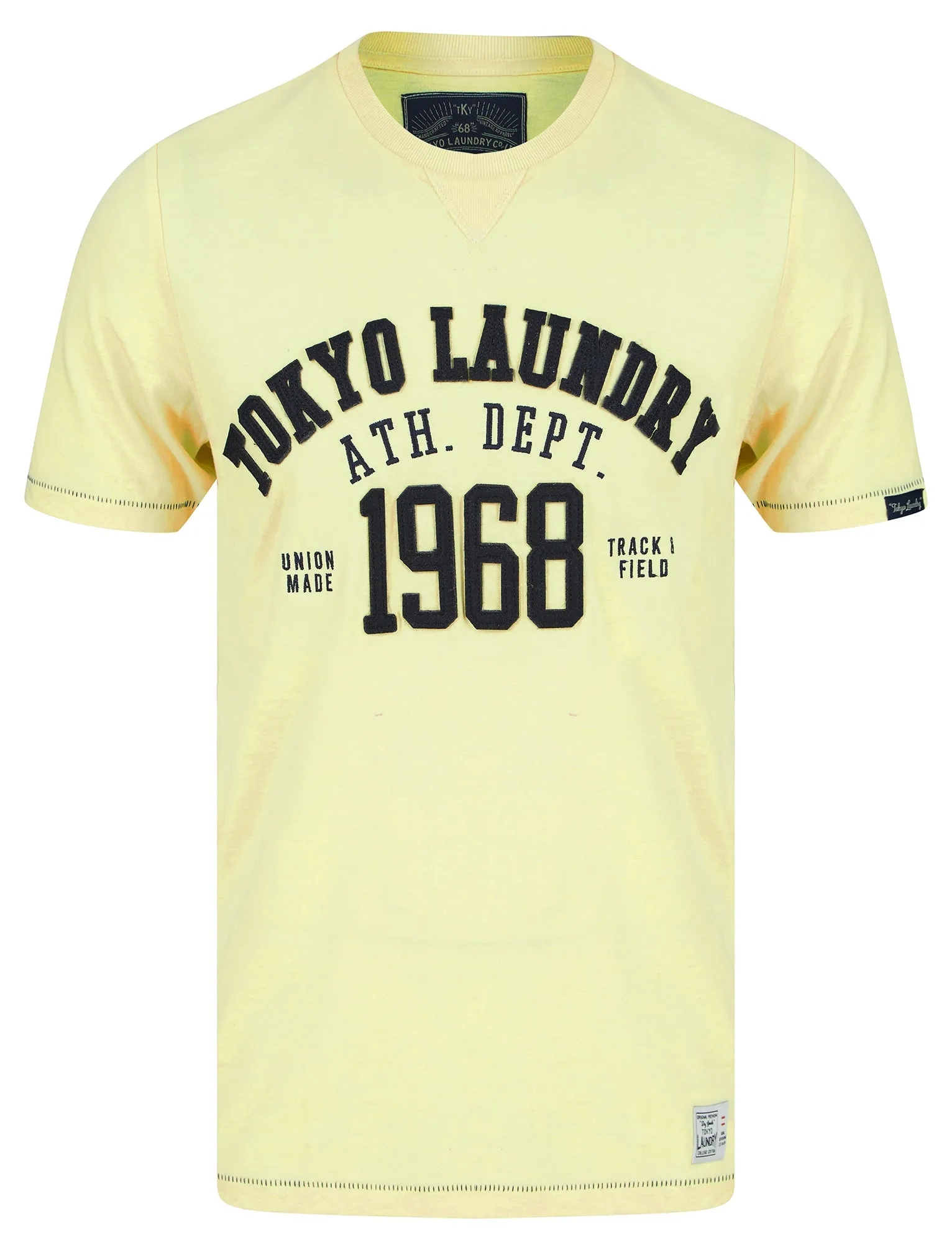 Larkers Motif Cotton Jersey T-Shirt in Pastel Yellow - Tokyo Laundry