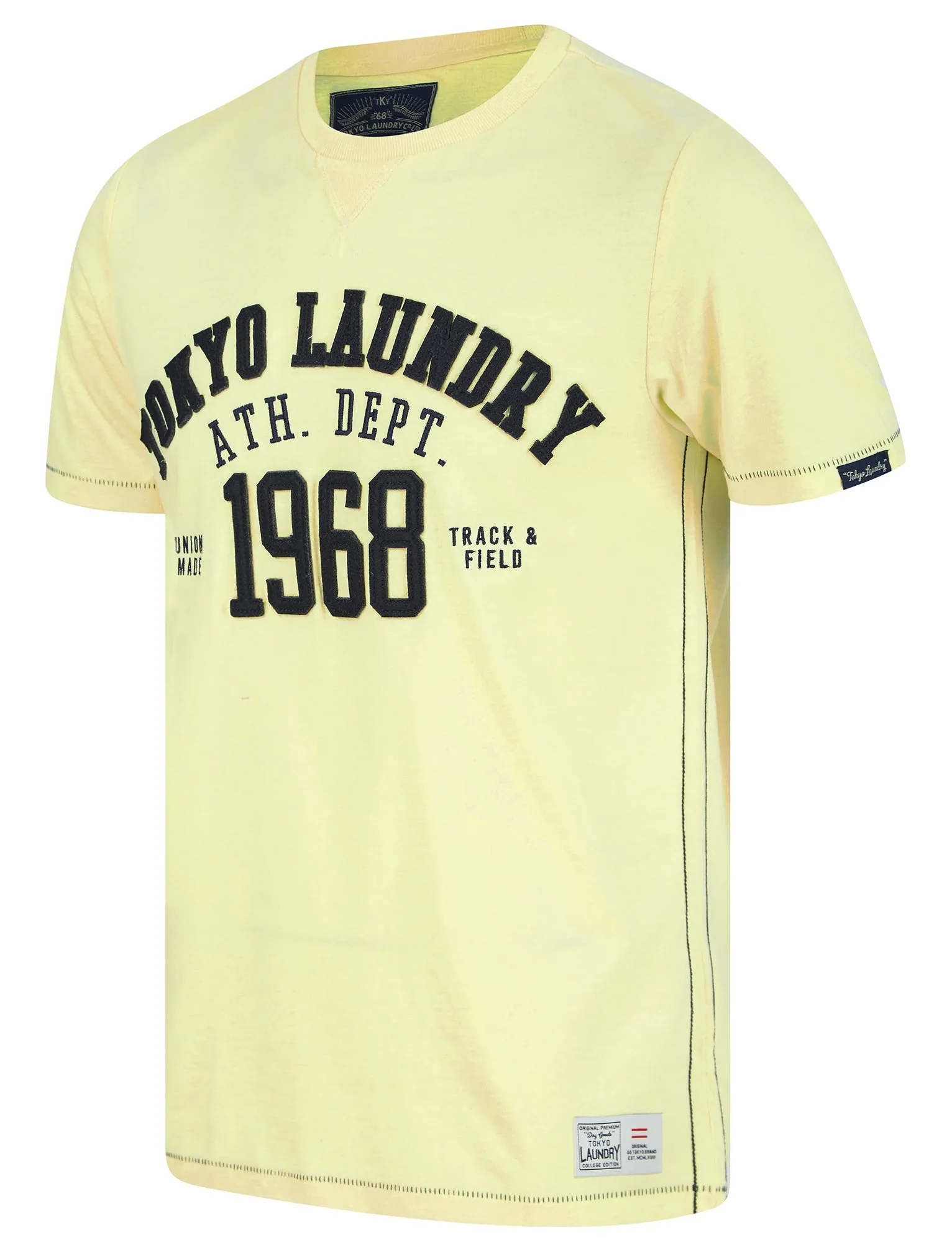 Larkers Motif Cotton Jersey T-Shirt in Pastel Yellow - Tokyo Laundry