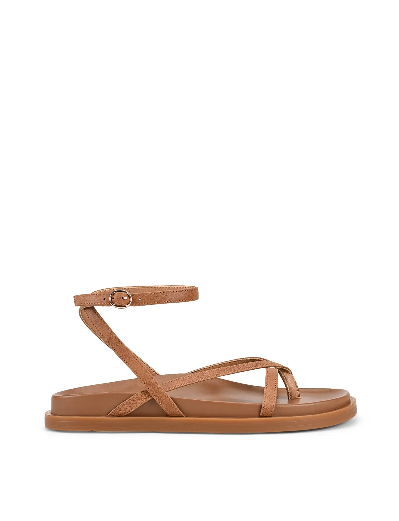 Lawrence Footbed Sandals - Tan Leather