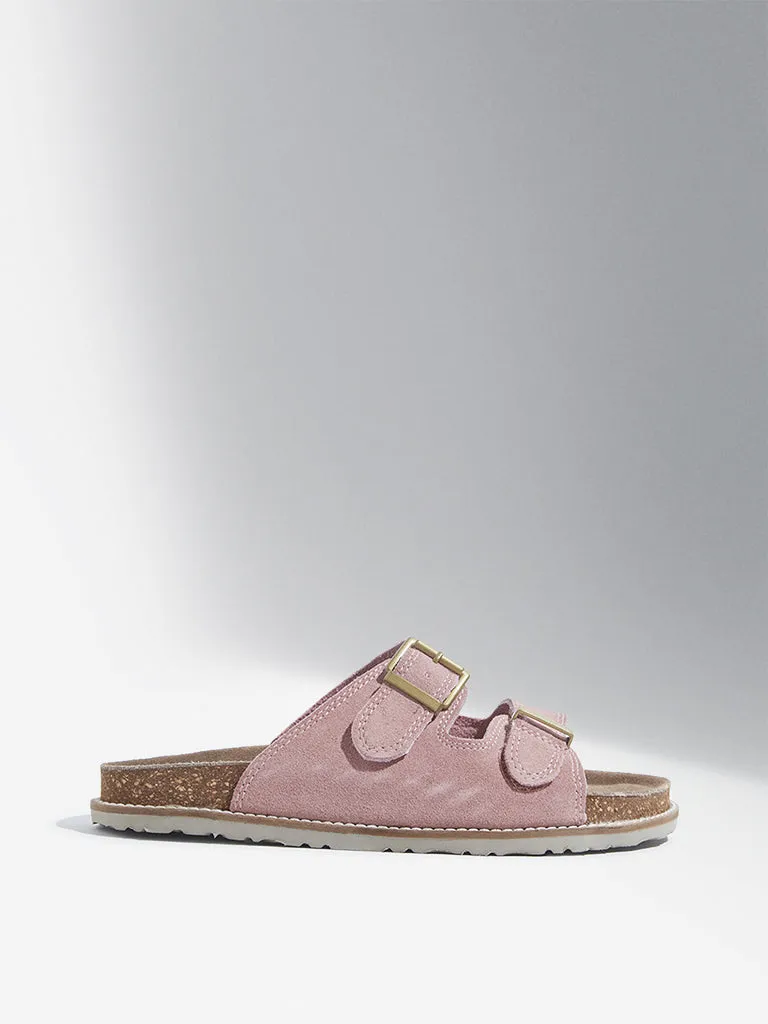 LUNA BLU Dusty Pink Multi-Strap Slip-On Sandals