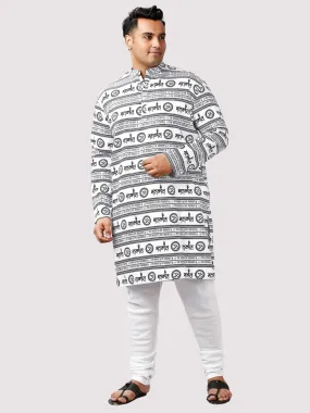 Mahakal Printed White Men's Plus Size Kurta