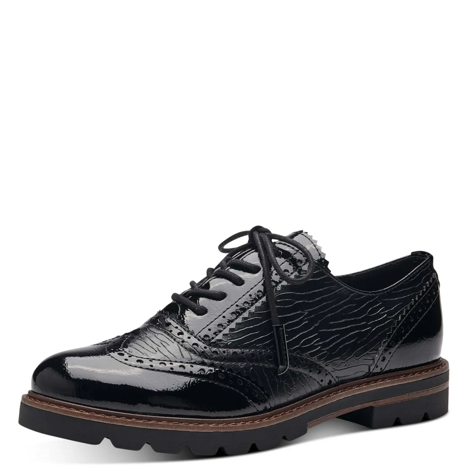 Marco Tozzi Vegan Brogue-Style Loafers with Laces