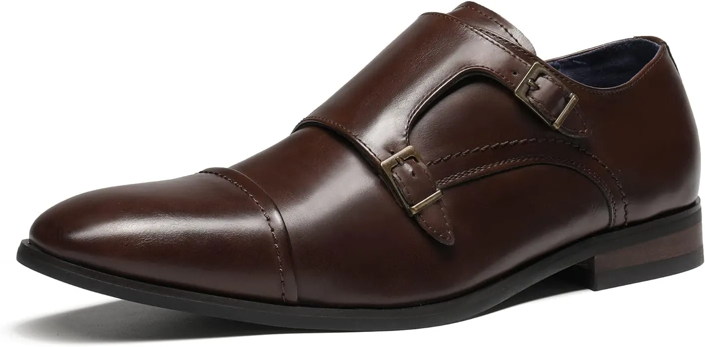 Men's Black Monk Strap Slip On Dress Loafers