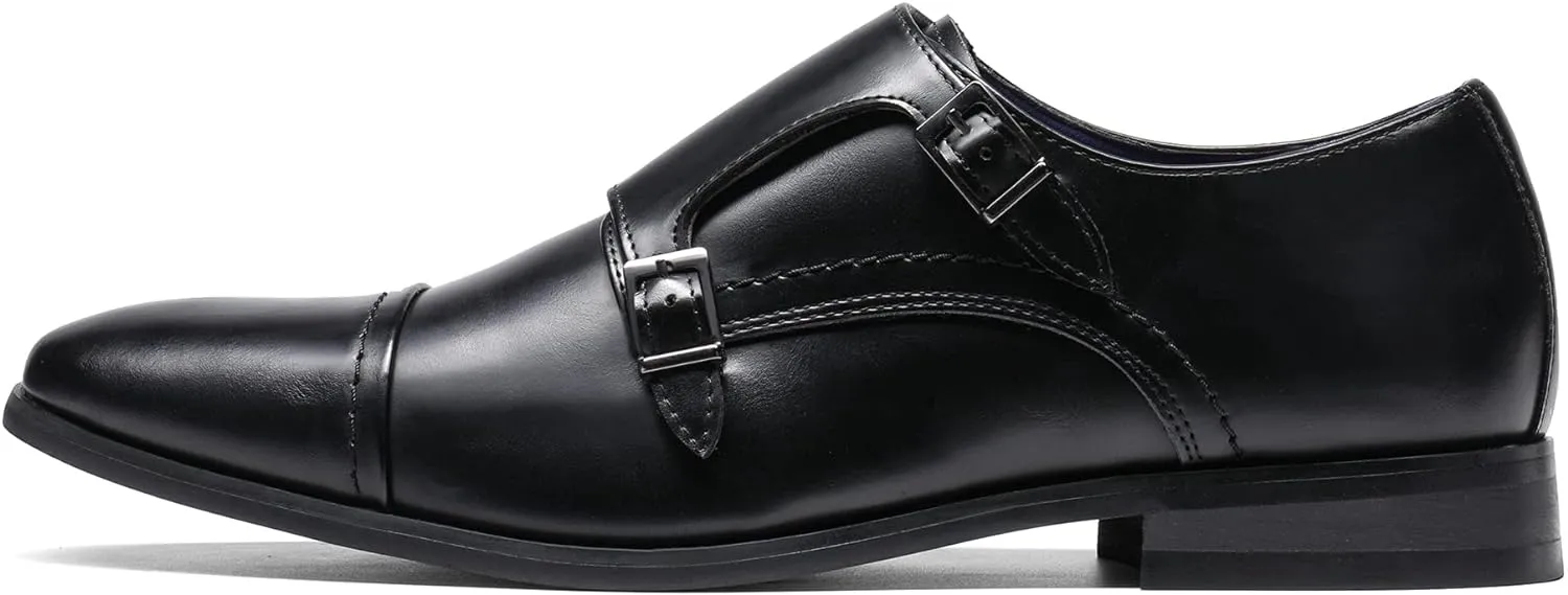 Men's Black Monk Strap Slip On Dress Loafers