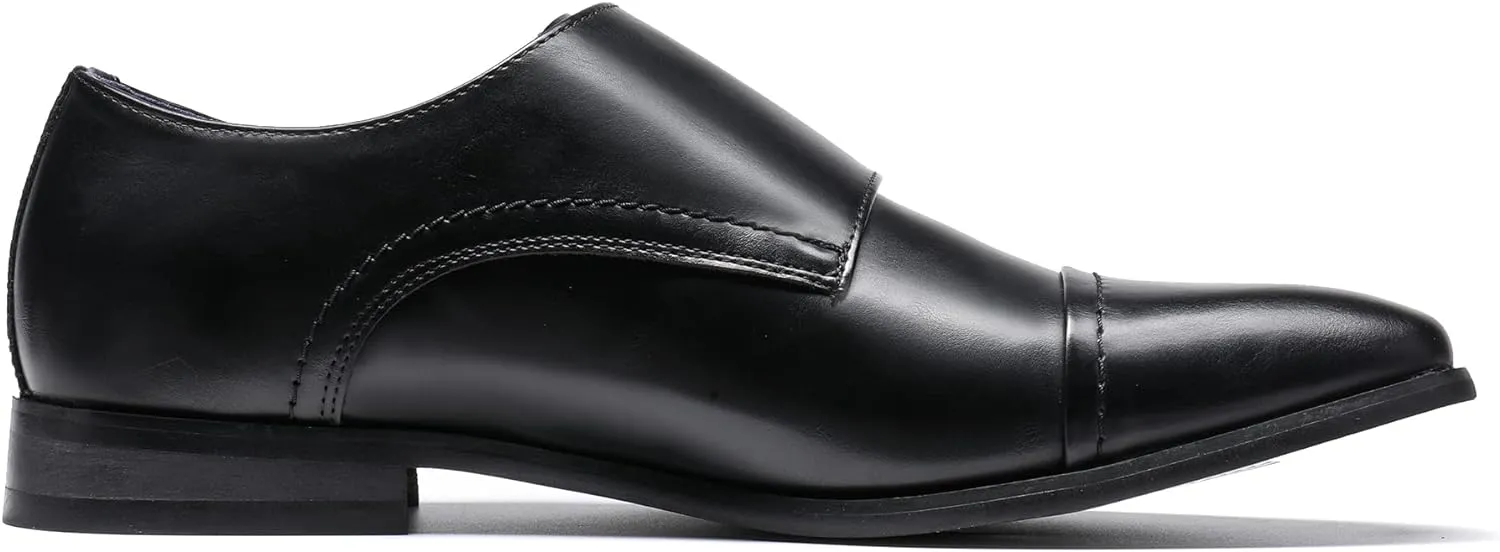 Men's Black Monk Strap Slip On Dress Loafers