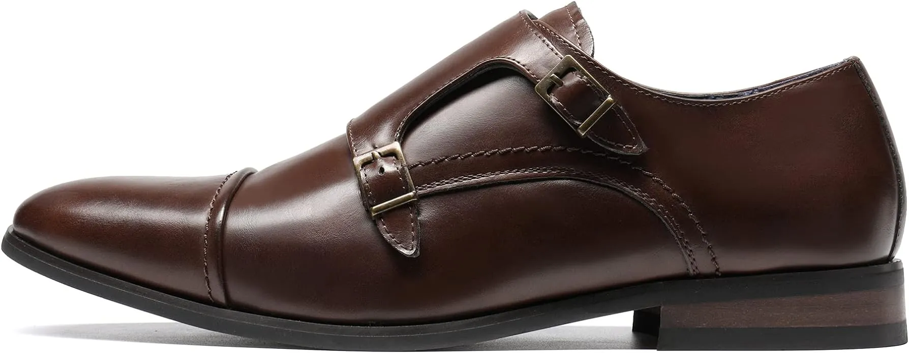 Men's Camel Brown Monk Strap Slip On Dress Loafers