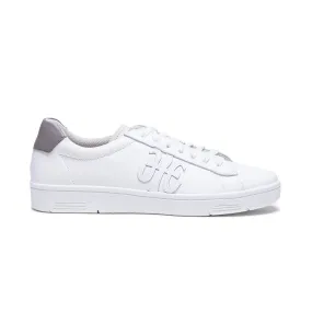 Men's Honor White Gray Logo Leather Sneakers 08021-080