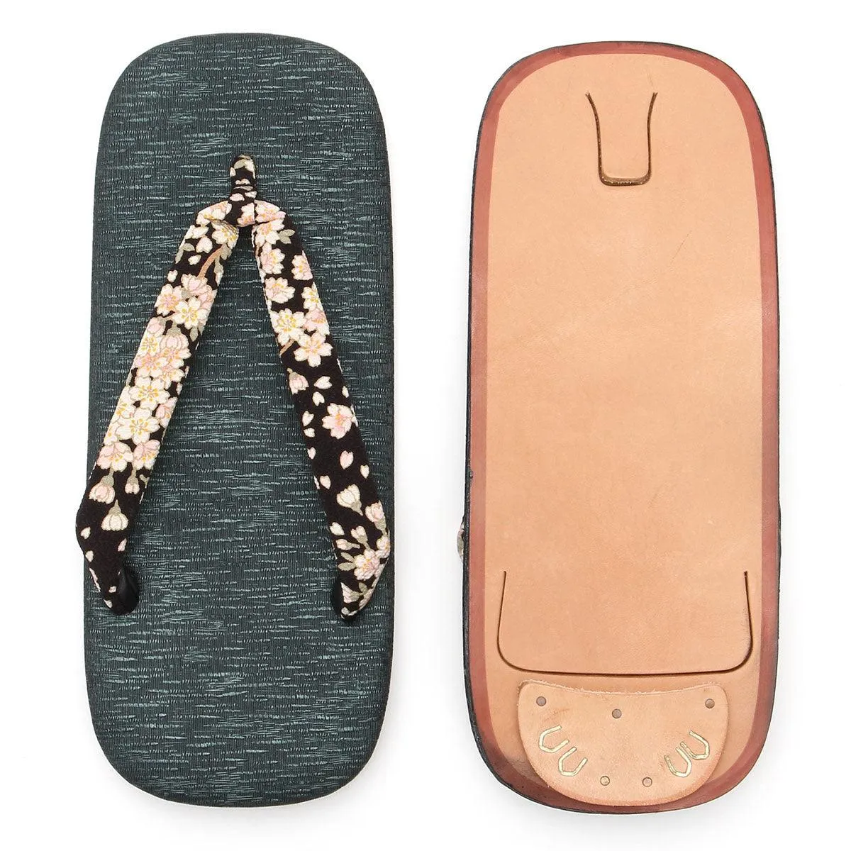 Men's Japanese Leather Soled Geta & Zori Sandals flip-flops Handmade -Sakura Cherry Blossoms