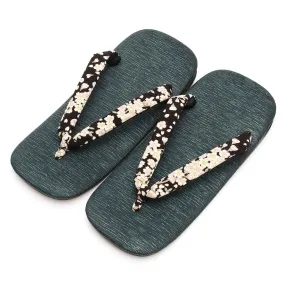 Men's Japanese Leather Soled Geta & Zori Sandals flip-flops Handmade -Sakura Cherry Blossoms