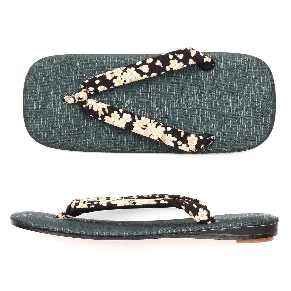 Men's Japanese Leather Soled Geta & Zori Sandals flip-flops Handmade -Sakura Cherry Blossoms