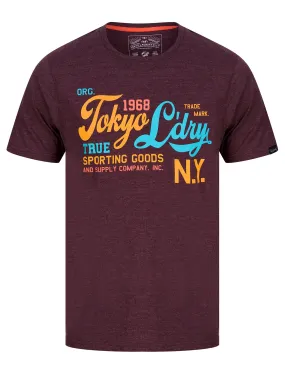 Michel Motif Cotton Jersey T-Shirt in Wine Tasting Marl - Tokyo Laundry