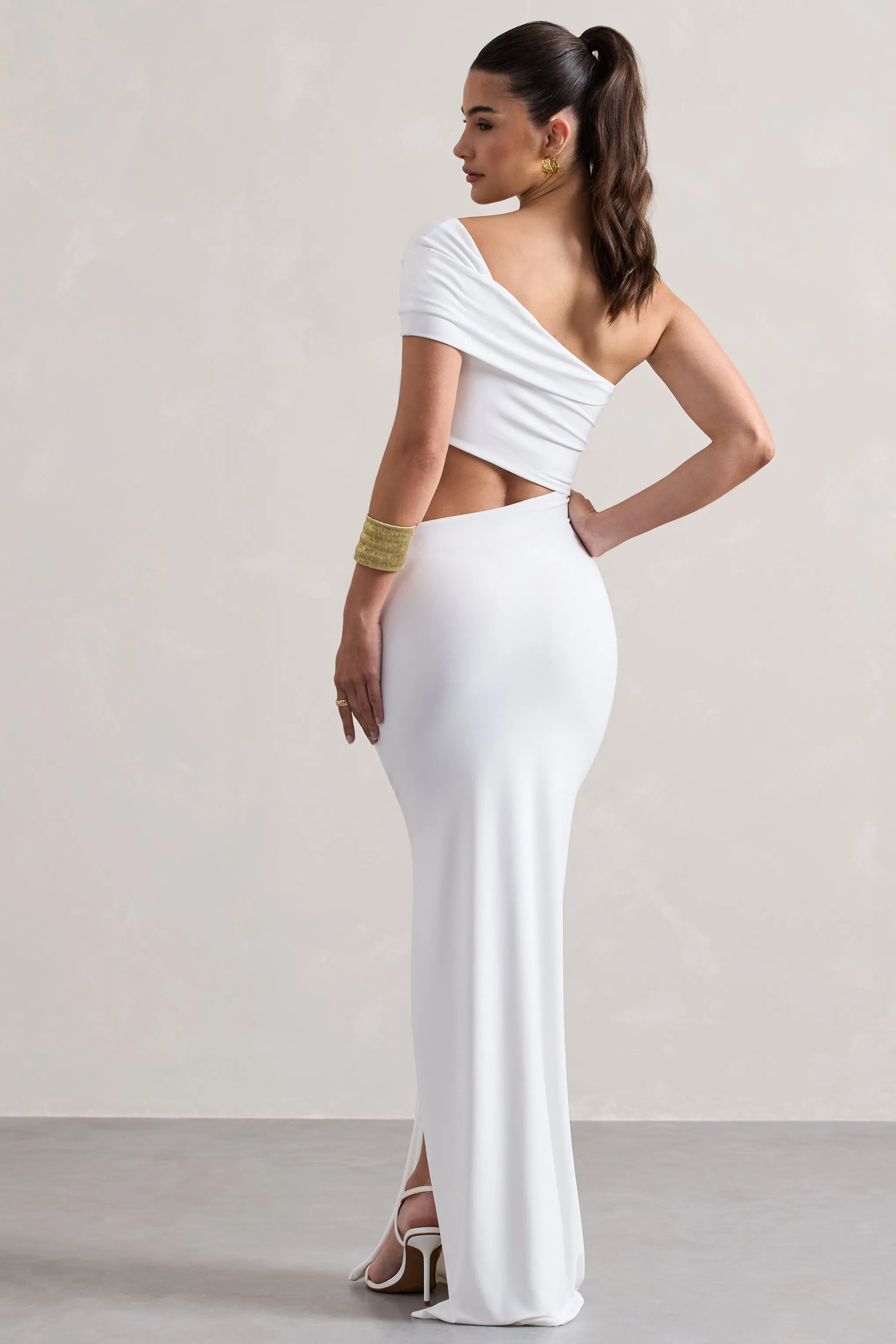 Milos | White One-Shoulder Cut-Out Maxi Dress With Split