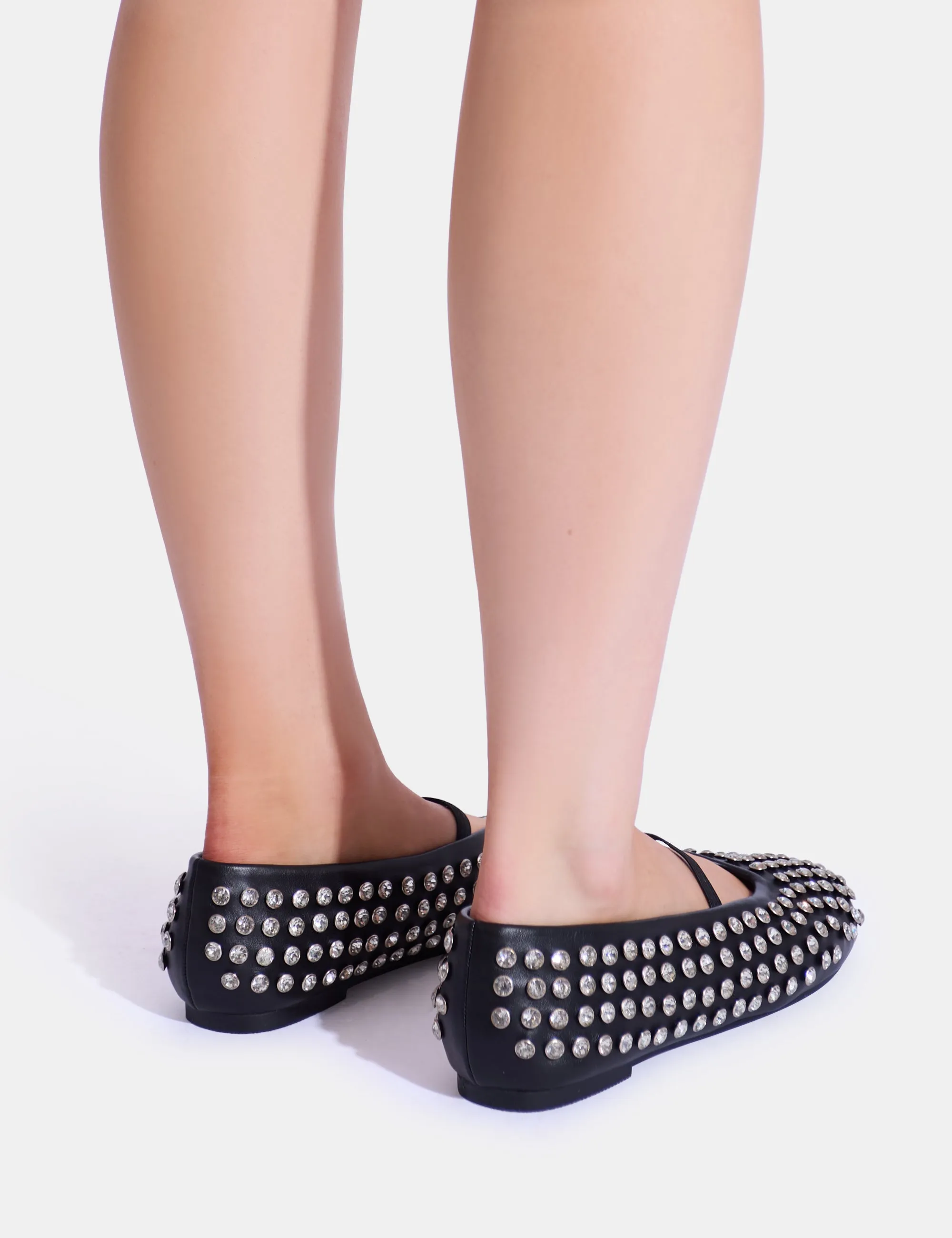 Mina Black Embellished Ballet Flat Pumps