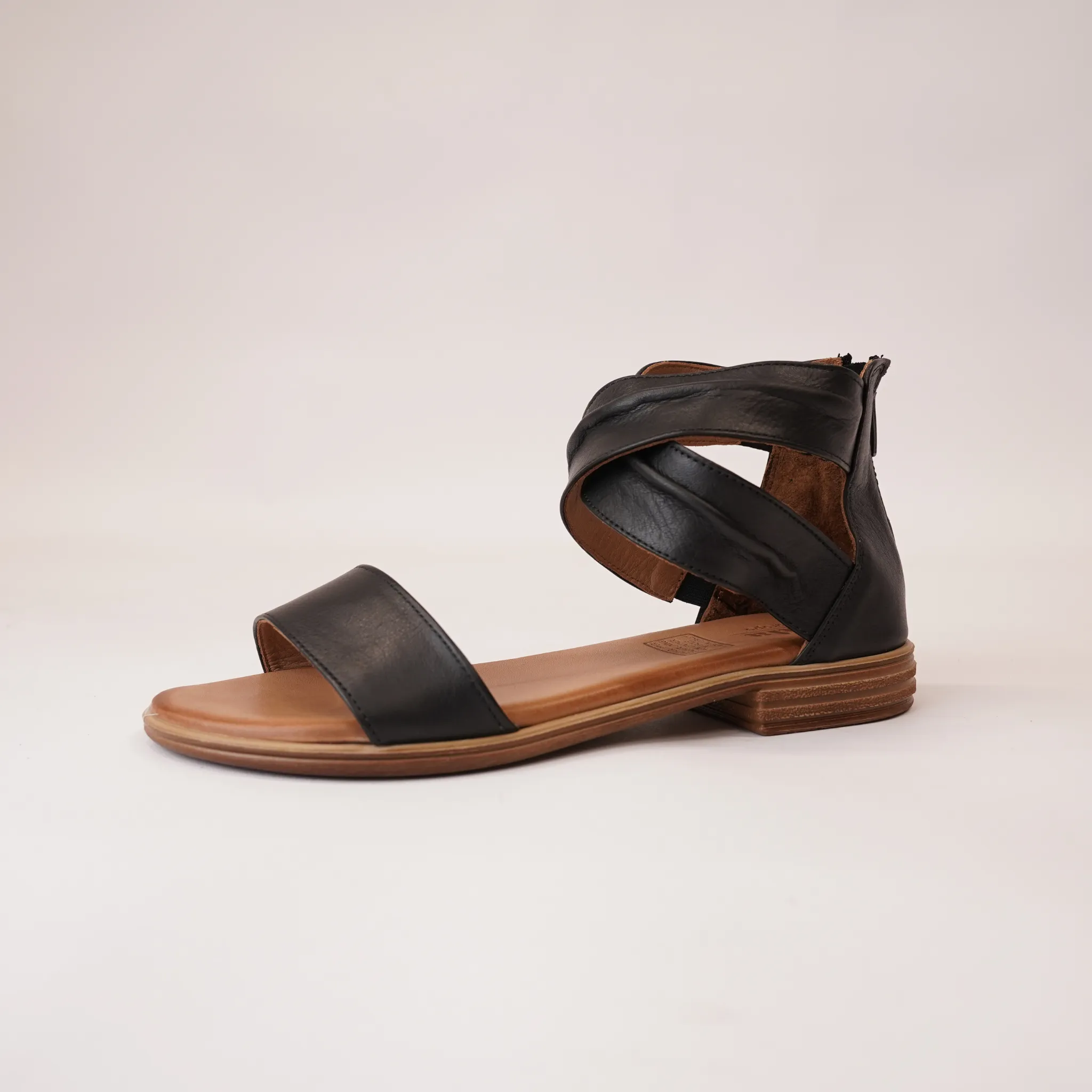 Mira Black Leather Sandals