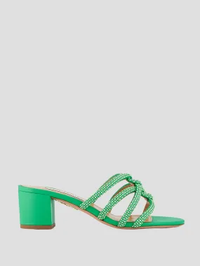 Moondust 50mm Crystal-Embellished Leather Sandal in Green