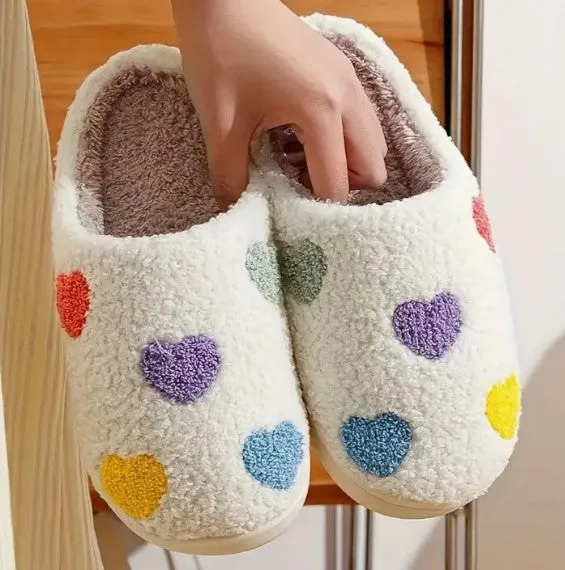 Multi-Colored Hearts Slippers