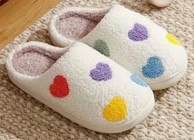 Multi-Colored Hearts Slippers