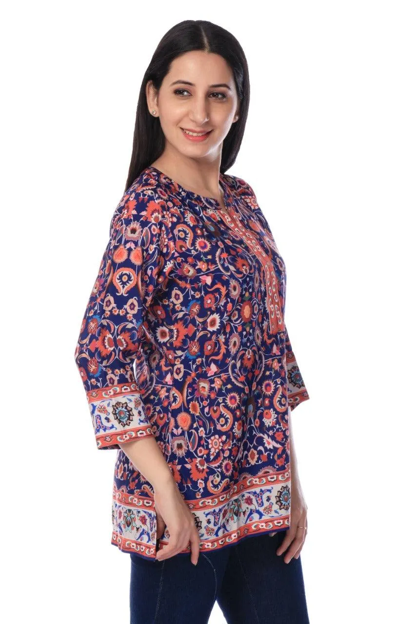 Multi Colored Printed Modal Silk Tunic