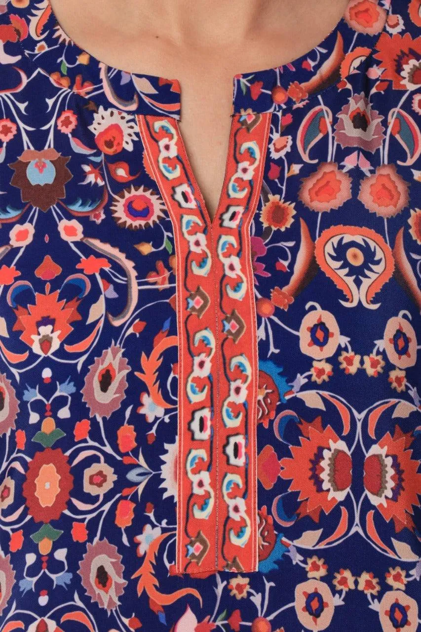 Multi Colored Printed Modal Silk Tunic