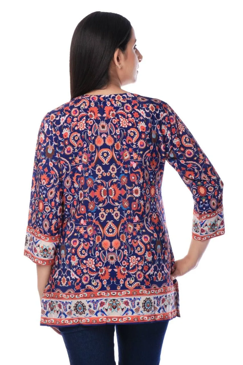 Multi Colored Printed Modal Silk Tunic