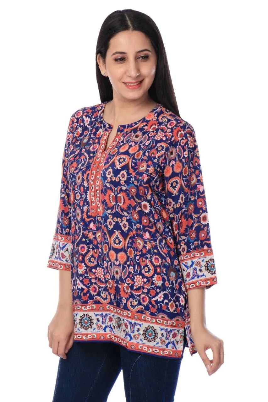 Multi Colored Printed Modal Silk Tunic