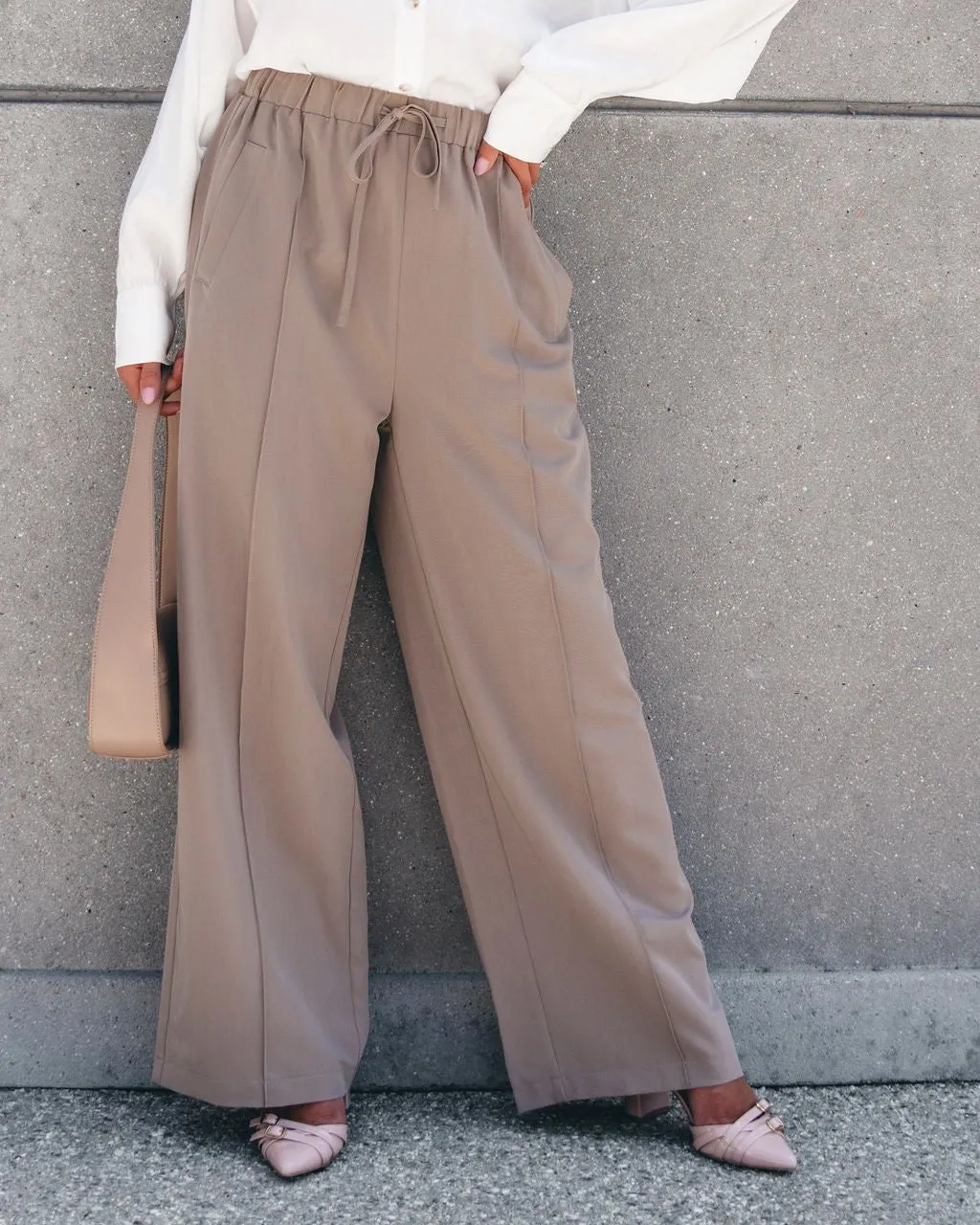 Muse By Magnolia Mocha Drawstring Wide Leg Pants - DOORBUSTER