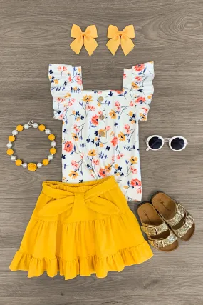 Mustard Wildflower Skirt Set