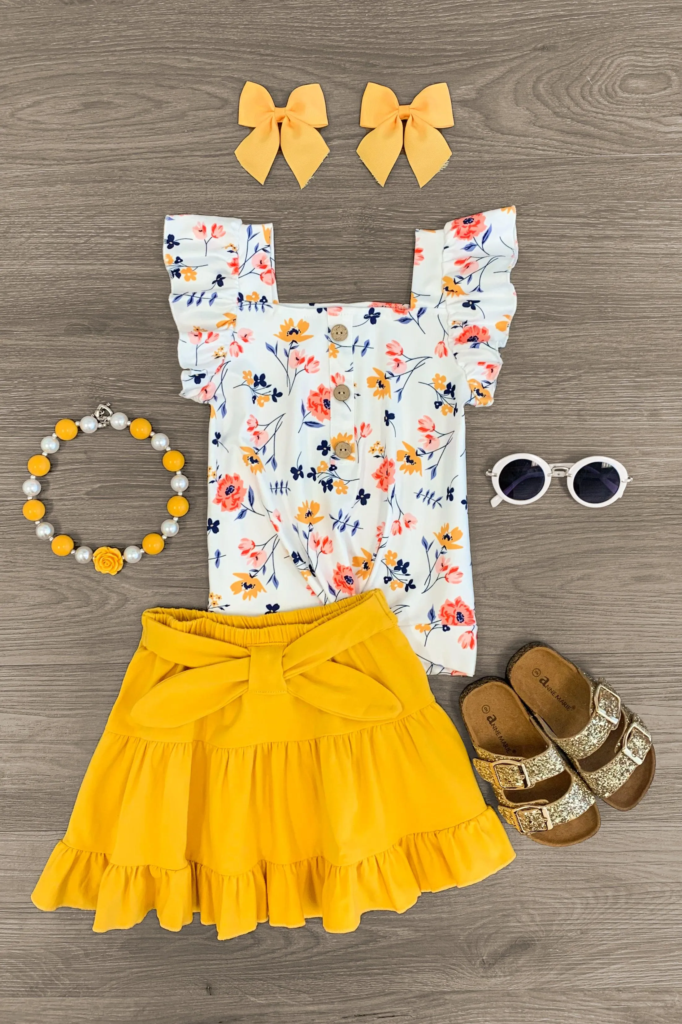 Mustard Wildflower Skirt Set