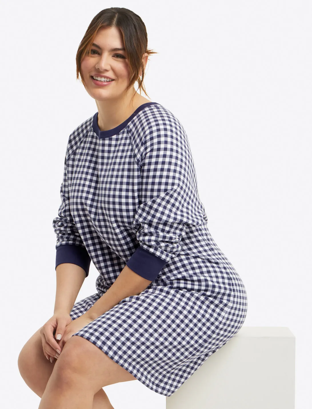 Natalie Sweatshirt Dress in Gingham