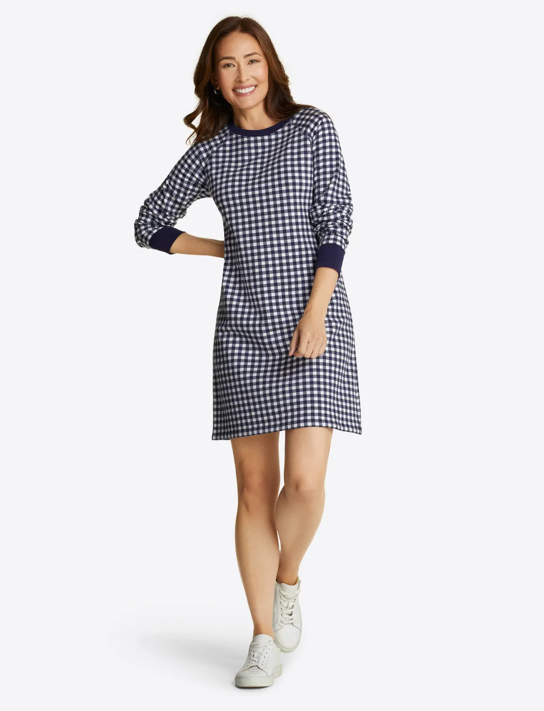 Natalie Sweatshirt Dress in Gingham