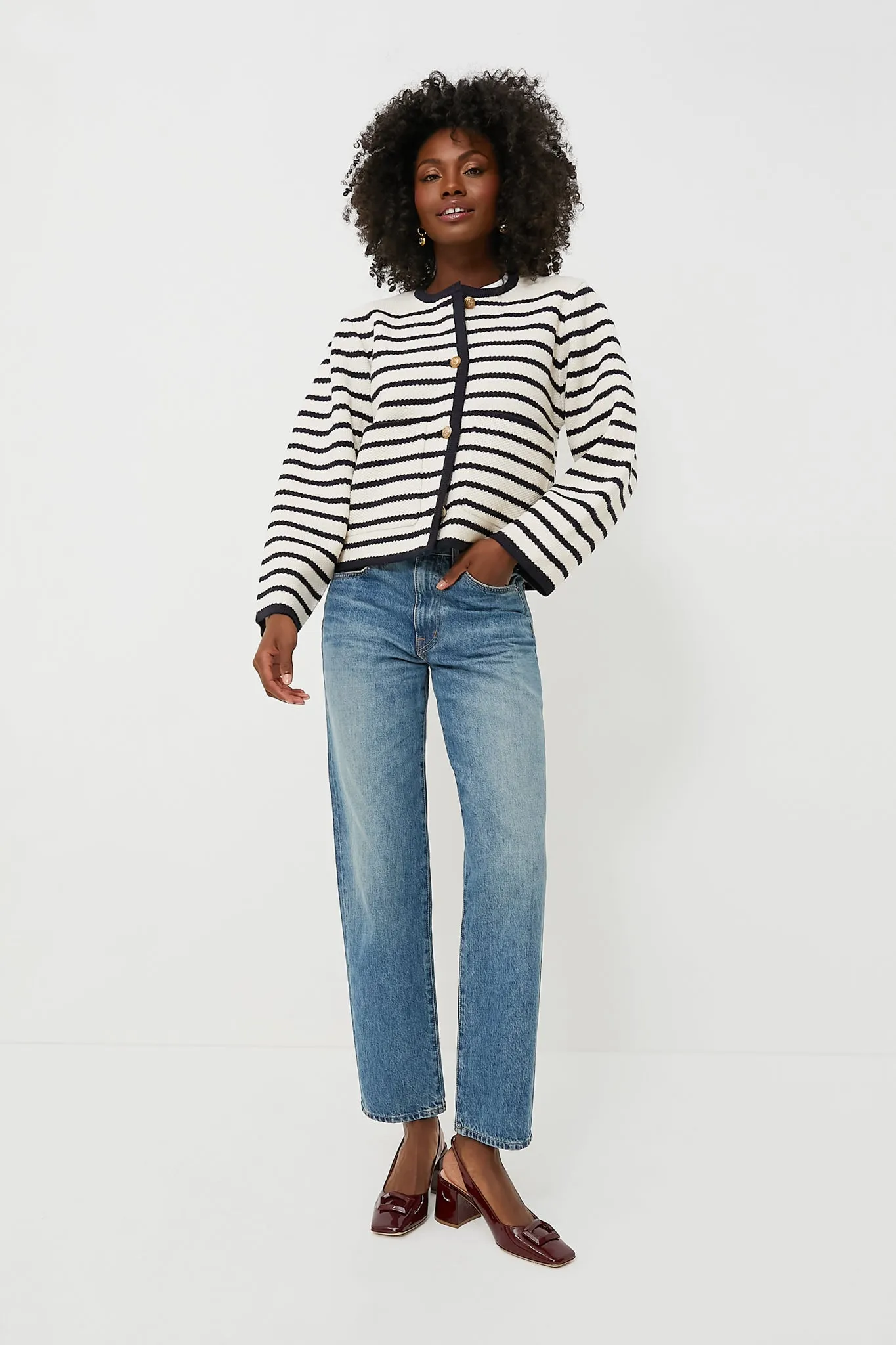 Navy Striped Cardigan