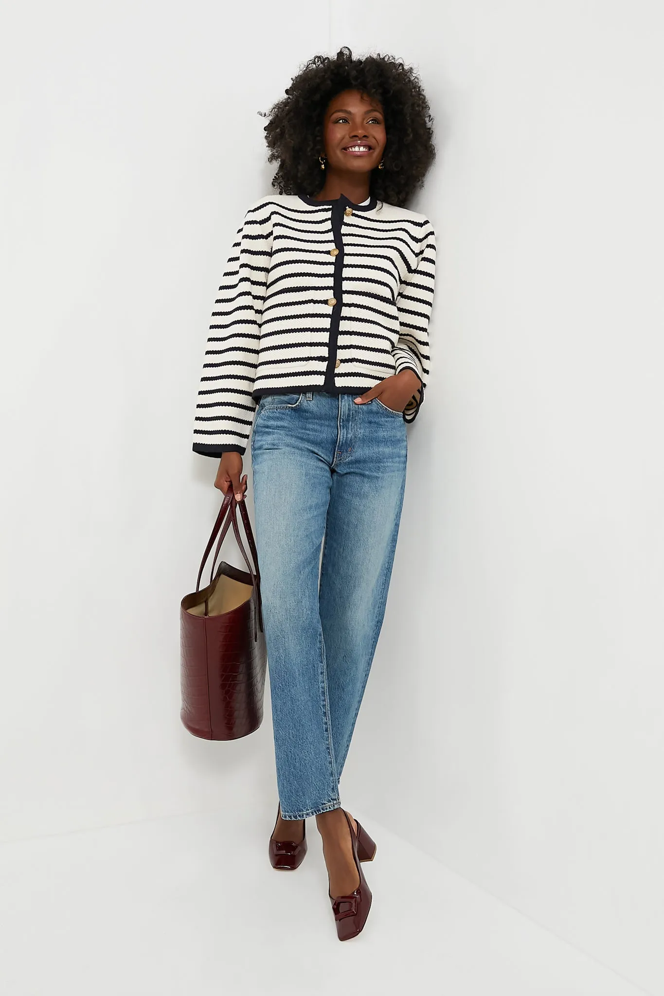 Navy Striped Cardigan