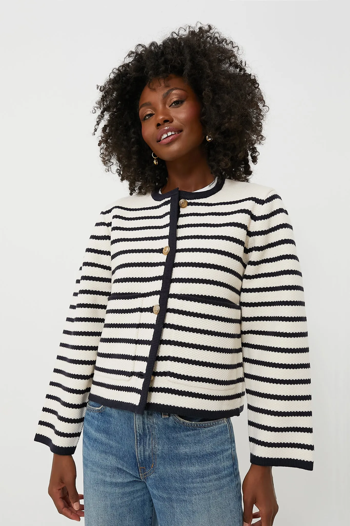 Navy Striped Cardigan