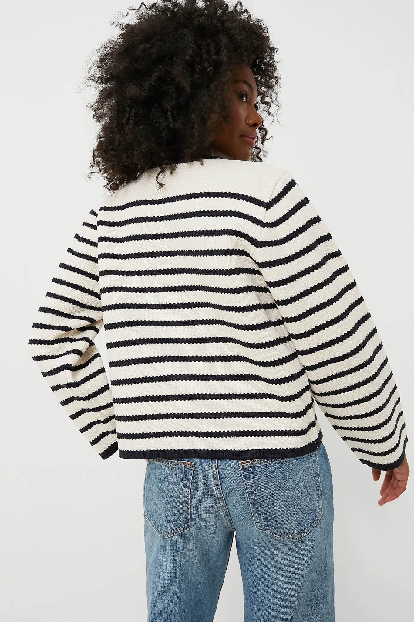 Navy Striped Cardigan