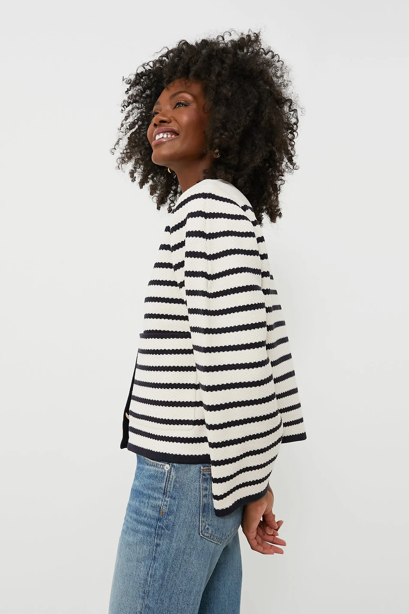 Navy Striped Cardigan