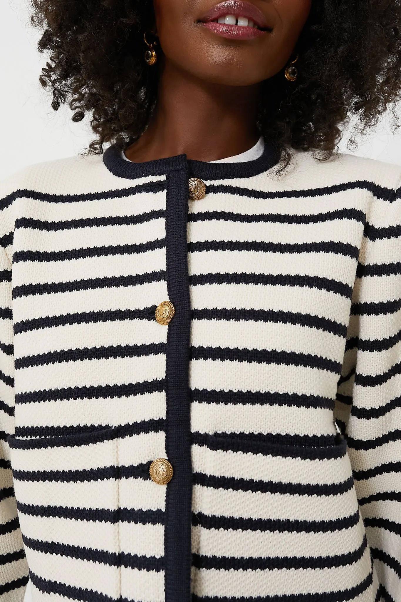 Navy Striped Cardigan