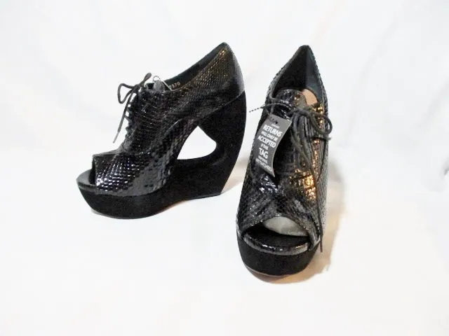 NEW ALAIA PARIS PYTHON PLATFORM Sandal Shoe 36.5 6 BLACK NWT Womens