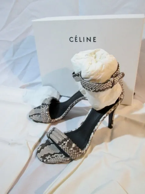 NEW Womens CELINE PYTHON SNAKESKIN Sandal ITALY Shoe 36 / 6 NATURAL